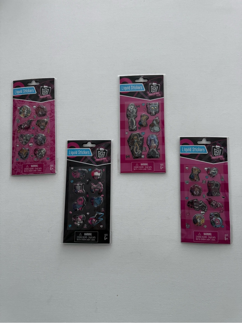 2010 Monster High Liquid Stickers Lot of 4 Packages - Rare G1 Variety NIP